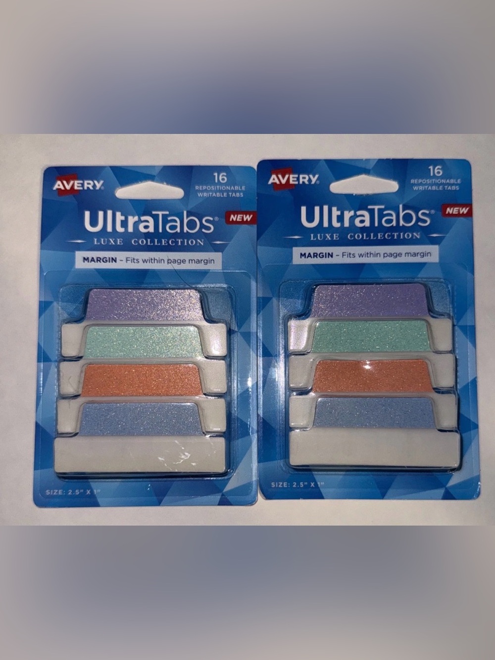 Avery Ultratabs 2.5”x 1" Multi Use Tabs Repositionable Luxe New! X2 32 Tabs